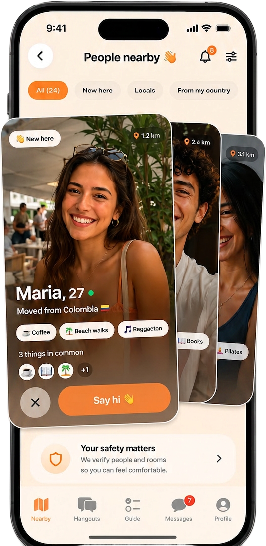 FolksAround app — browse people nearby and say hi